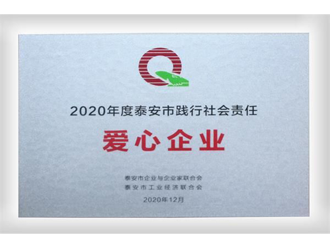 2020年泰安市践行社会责任“爱心企业”